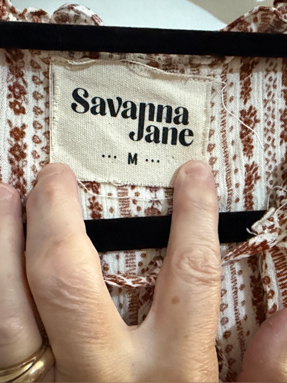 Savanna Jane Ivory and Rust Floral Embroidered Peasant Tunic - Picture 2 of 7